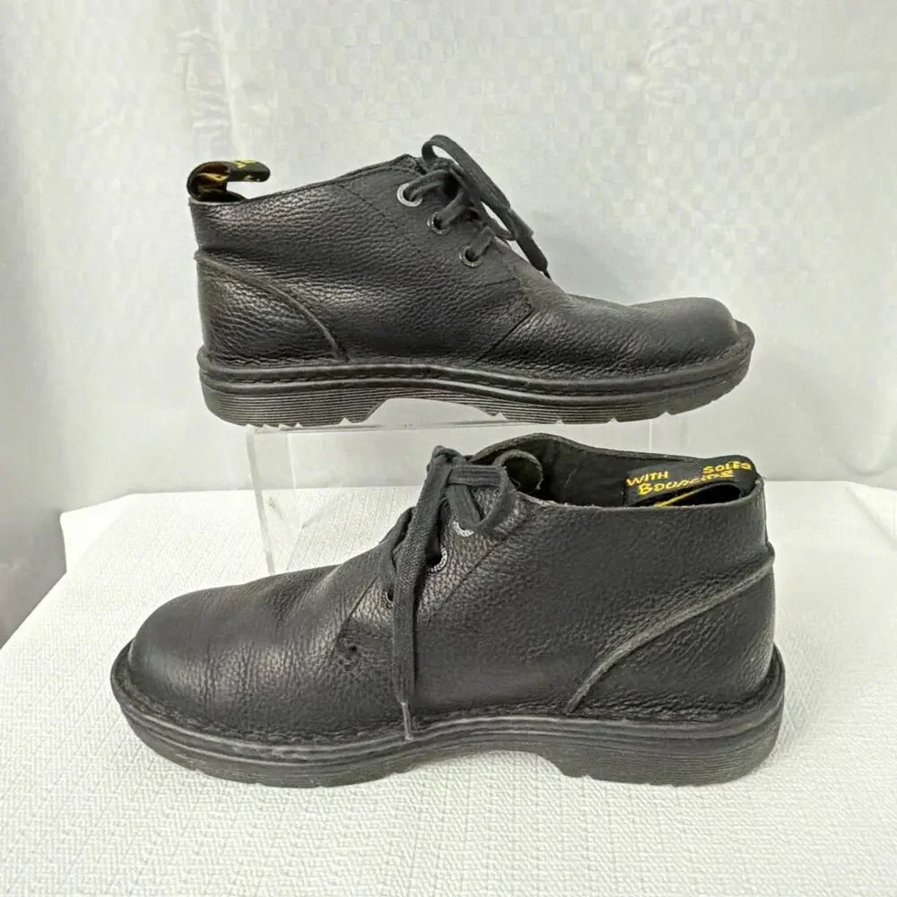 Dr Martens Boots Mens Size 8 Sussex Black Classic Leather Lace Up Ankle Chukka